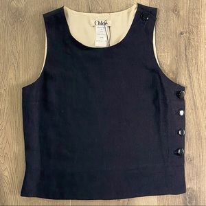 Chloé vintage black linen and silk shell